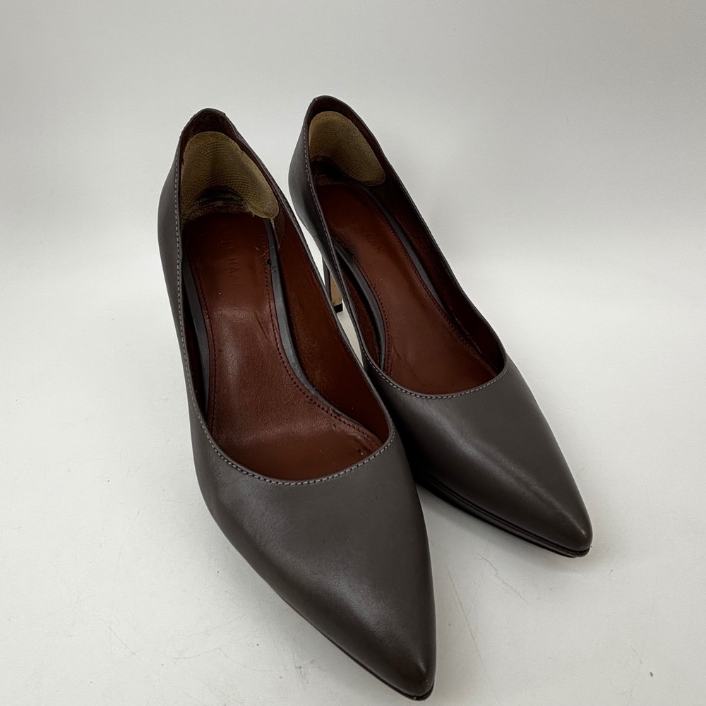 Vionic Adalena Pointed Toe Pumps Leather Stiletto Heels Dark Taupe Size 5